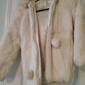 White bunny fur kids coat
